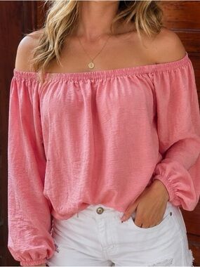 Romantic Peasant Off-Shoulder Blouse  with Balloon Sleeves Size 8